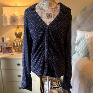 Pilcro Blue Plaid Button Down Shirt